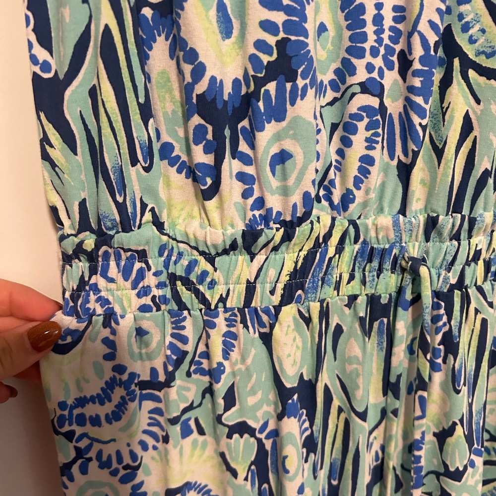 Lilly Pulitzer Blue and Green Jumpsuit with Watercolor Print - Picture 3 of 7
